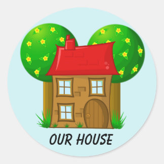 Adesivo Nossa Casa Casa de Desenho e Árvores