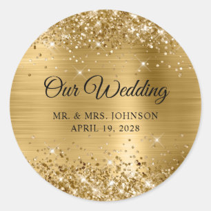 Adesivo Nossa Noiva em Glitter Dourado