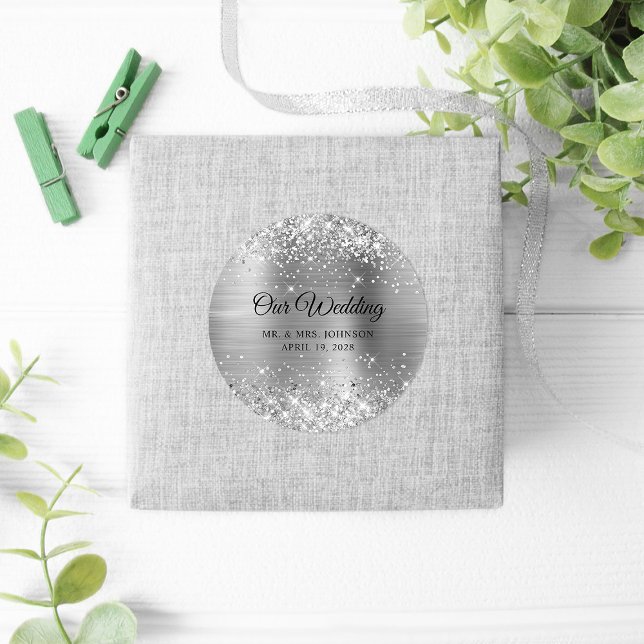 Adesivo Nossa Noiva Prateada Brilhante (Wedding Favor Stickers)