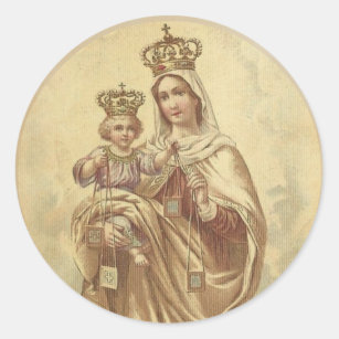 Adesivo Nossa senhora de Monte Carmelo com o bebê Jesus