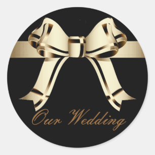 Adesivo "Nosso Casamento" - Sepia Negrito/Arco Dourado e F