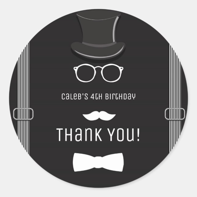 Adesivo Nosso Hipster Suspende Festa de aniversário (Frente)