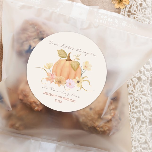 Adesivo Nosso Pequeno Aniversário Floral da Abóbora (Criador carregado)