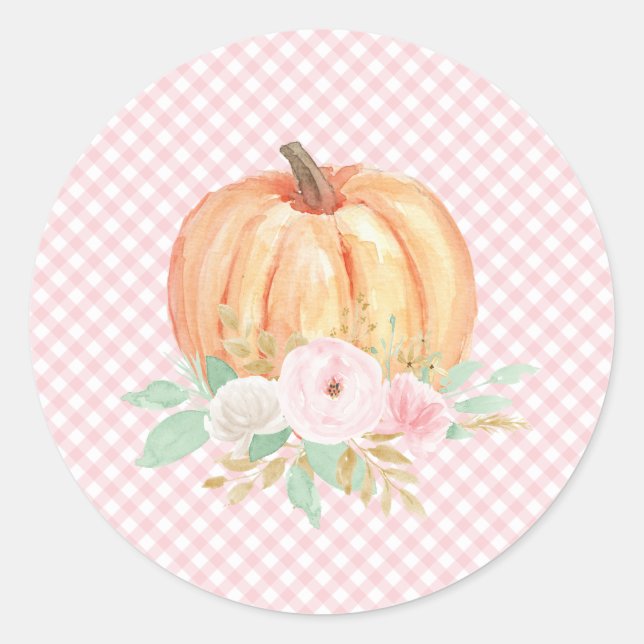 Adesivo Nosso Pequeno Pumpkin floral no primeiro aniversár (Frente)