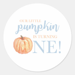 Adesivo Nosso Pequeno Pumpkin Um pastel azul primeiro aniv