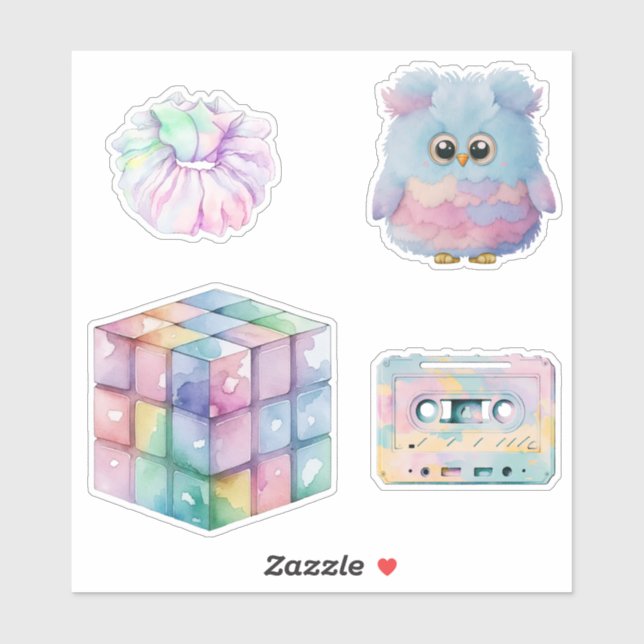 Adesivo Nostalgic 80s e 90s favoritos do Retro Pastel (Folha)