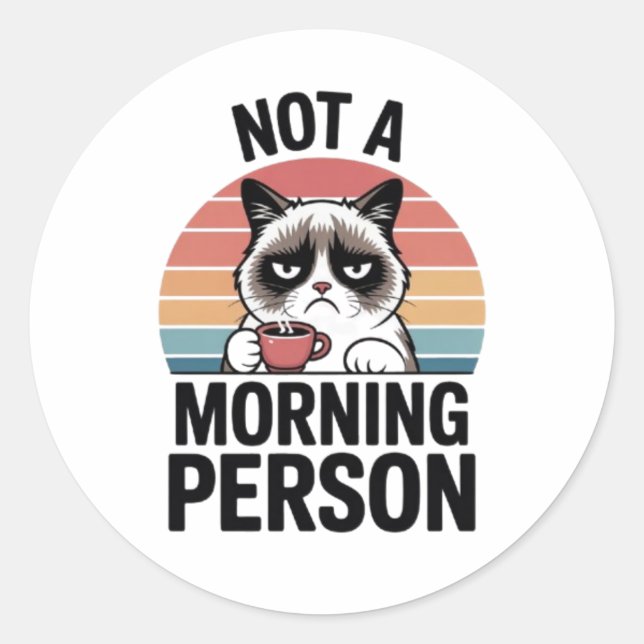 Adesivo Not A Morning Person Grumpy Cat Funny Sticker Cat  (Frente)