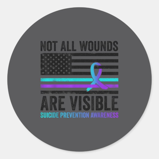Adesivo Not All Wounds Are Visible American Flag Suicide P (Frente)