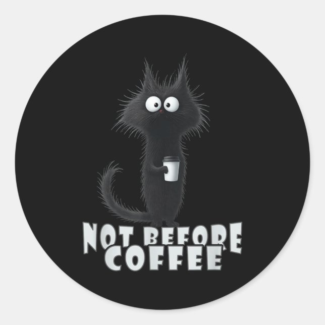 Adesivo Not Before Coffee-tee Design – Funny Morning Cat A (Frente)
