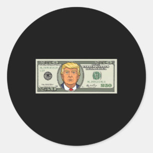 Adesivo Nota de 250 Dólares Com o Presidente Trump $250 Bi