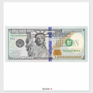 Adesivo Nota de um Bilhão de Dólares com a Lady Liberty