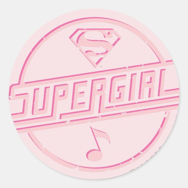 Adesivo Nota sobre Música Rosa Supergirl (Frente)