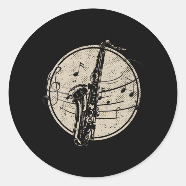 Adesivo Notas de música saxofonista jazz músico saxofone (Frente)