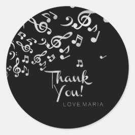 Adesivo Notas de Música Silver, Obrigado Personalizado