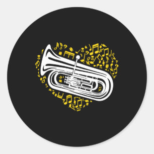 Adesivo Notas de Música Tuba Música Tubist Toba Player Mar