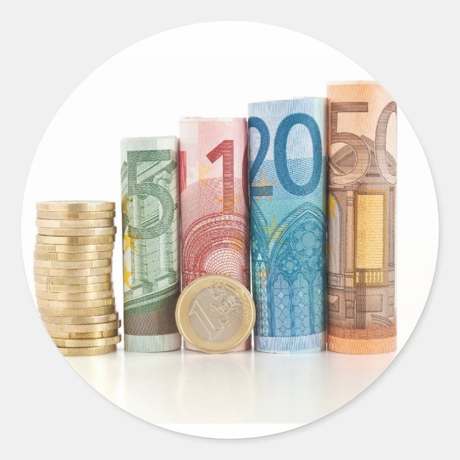 Adesivo notas e moedas laminadas a euro (Frente)