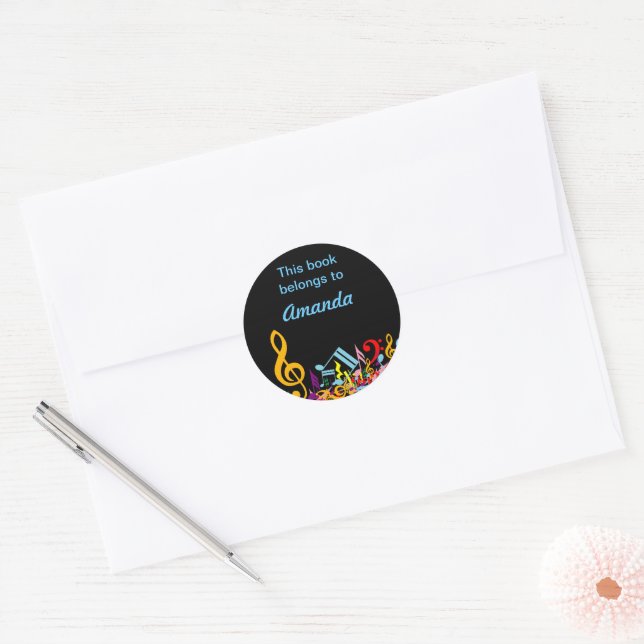 Adesivo Notas musicais coloridas personalizadas misturadas (Envelope)