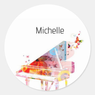 Adesivo Notas Musicais e Teclas de Piano Preto e Dourado