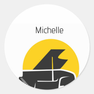 Adesivo Notas Musicais e Teclas de Piano Preto e Dourado