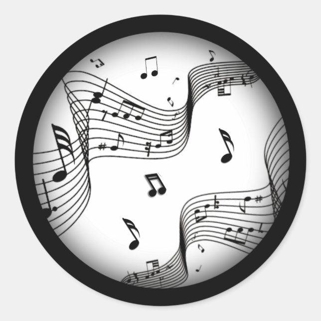 Adesivo Notas Musicais em Branco  (Frente)