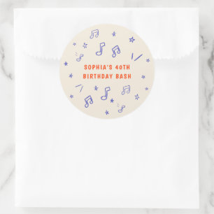 Adesivo Notas Musicais Ilustrações Desenhadas à Mão 40º An