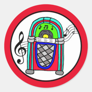 Adesivo Notas Musicais Nostálgicas do Jukebox Retro Cute