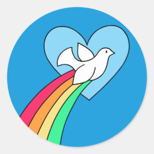 Adesivo Notebook Doodles Peace & Love Rainbow Dove Sticker