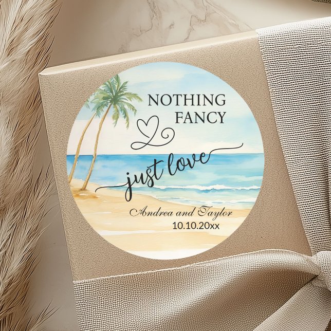 Adesivo Nothing Fancy Just Love Beach Palm Trees Wedding (Criador carregado)
