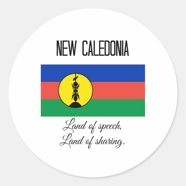Adesivo Nova Caledónia, Bandeira e Motto (Frente)