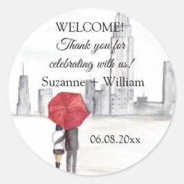 Adesivo NOVA IORQUE skyline Red Umbrella favorece casament