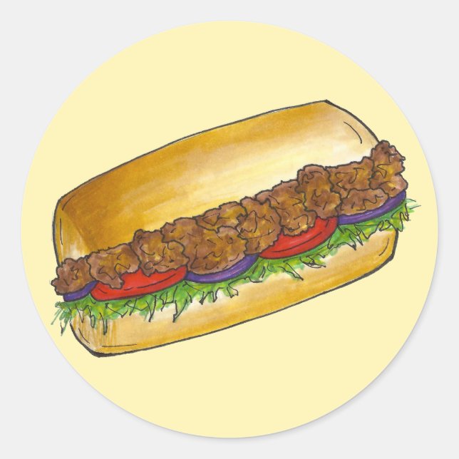 Adesivo Nova Orleans Shrimp Po'Boy Sandwich Stickers (Frente)
