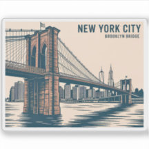 Nova York Brooklyn Bridge Skyline Bold Retro Viage