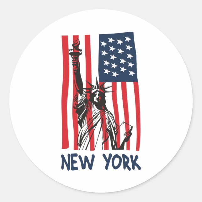 Adesivo Nova York Estátua da Liberdade dos EUA Bandeira (Frente)