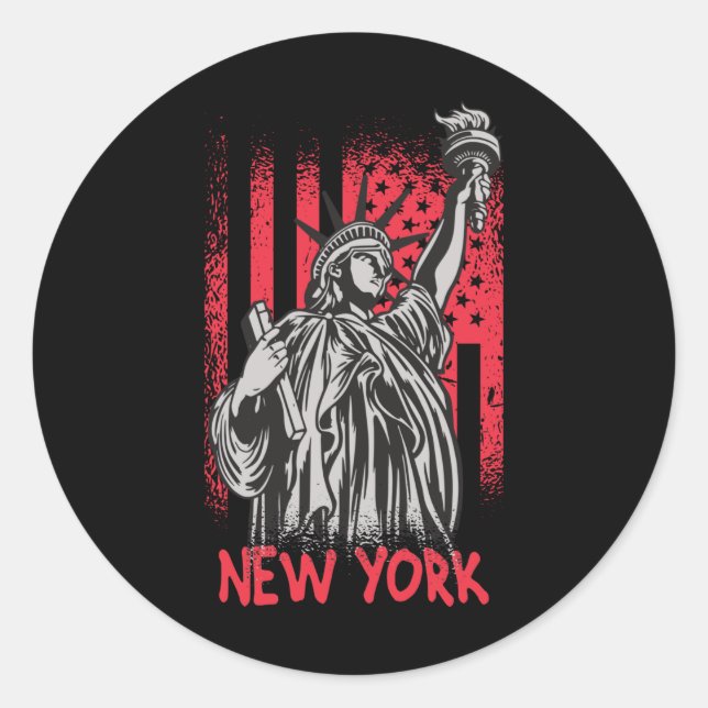 Adesivo Nova York Estátua da Liberdade dos EUA Bandeira (Frente)