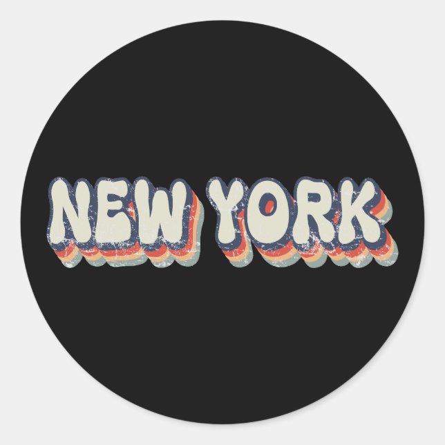 Adesivo Nova York Retro Anos 80 Cidade Cromada  (Frente)