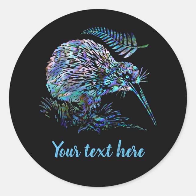 ADESIVO NOVA ZEALAND KIWI PAUA ROUND STICKER PERSONALIZÁVE (Frente)