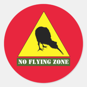 Adesivo Nova Zelândia, Kiwi Bird & No Flying Zone /Aotear