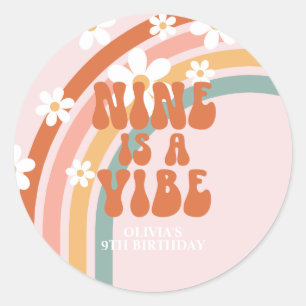 Adesivo Nove anos é um arco-íris do Vibe Retro, 9º anivers