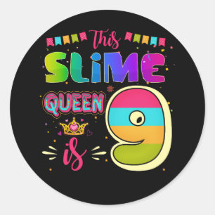 Adesivo Nove anos Festa de Rainha do Slime do Aniversário