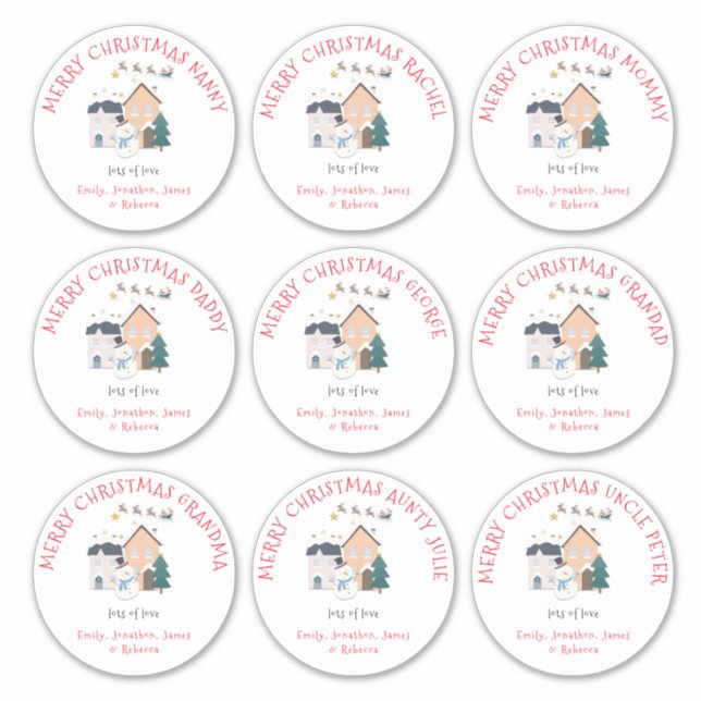 Adesivo Nove Grandes Nomes Diferentes Sleigh Feliz Natal (Frente)