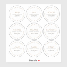 Adesivo Nove Nomes Individuais Obrigado Festa Branca Peque