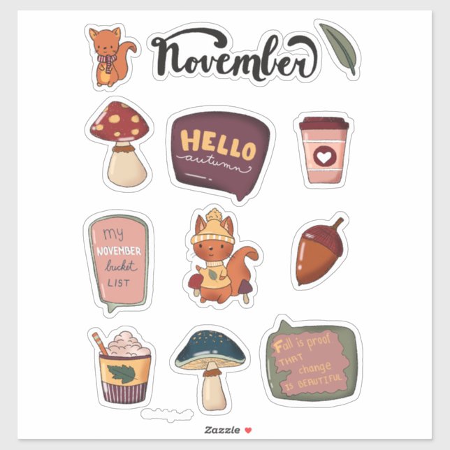 Adesivo November Sticker Sheet - Squirrels & Cozy Moments (Folha)