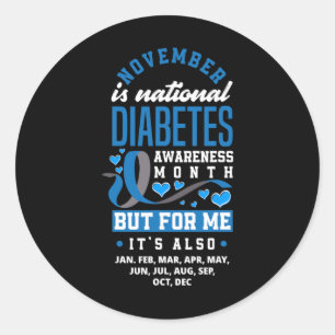 Adesivo Novembro é consciência nacional da diabetes Mês T1