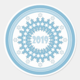Adesivo Novo ano 2019 floco de neve azul escamoteado