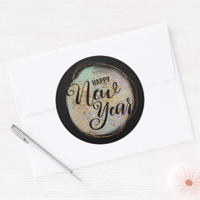 Adesivo Novo Ano Dourado Negro (Envelope)