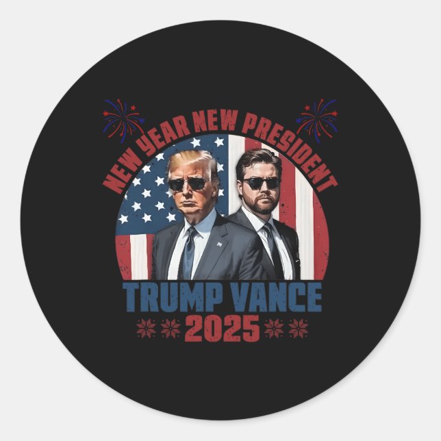 Adesivo Novo Ano Novo Presidente Trump Vance Presidente Fe (Frente)
