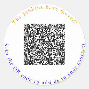 Adesivo Novo endereço, código QR, adicionar aos contatos