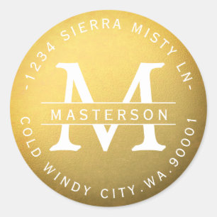 Adesivo Novo endereço de devolução circular Dourada do Mon