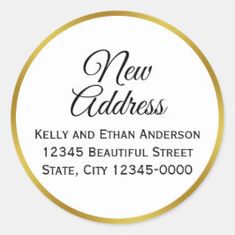Adesivo Novo Endereço Dourado Branco e Faux