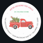 Adesivo Novo Endereço Red Truck Christmas Anúncio Movendo<br><div class="desc">Anuncie a sua jogada neste feriado com uma bela ilustração,  adesivo de design de caminhão vermelho. Altere facilmente os detalhes clicando no botão "Personalizar".</div>